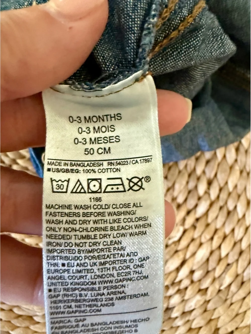Baby Gap Denim Romper Boy or Girl Sz 0-3 Months EUC